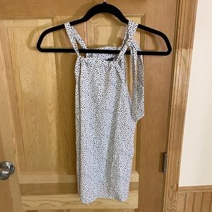 Black and white high neck polka dot tank top